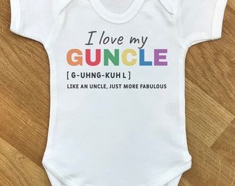 I Love My Guncle baby bodysuit, baby gift, baby baby grow, baby body suit, baby gift, baby present, babygrow, baby - WHITE