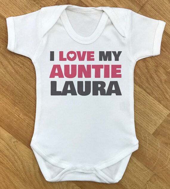 PERSONALISED I Love Aunty bodysuit, baby gift, baby baby grow, baby body suit, personalised baby gift, personalised baby gamer, custom name