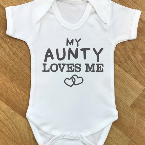 My Auntie Loves Me not Hockey Baby Vests Bodysuits Baby Grows Present Gift 