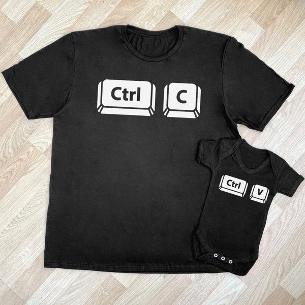 CTRL C & CTRL V -  matching father and baby gift set, baby bodysuit and dad tshirt, baby gift set, dad gift - gift for daddy - copy paste