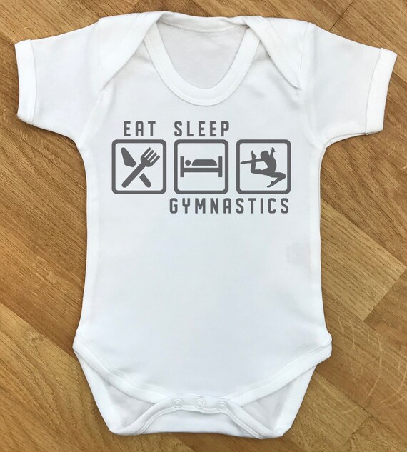 Eat Sleep Gymnastics baby bodysuit, baby gift, baby body suit, baby gift, baby present, babygrow, baby clothing, baby gift clothing
