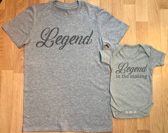 Legend In The Making matching father baby gift set, baby boy and baby girl gift, dad and baby matching shirt, dad gift, gift for daddy - GRE