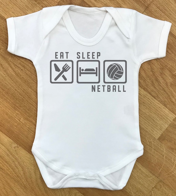 Eat Sleep Netball baby bodysuit, baby gift, baby grow, baby body suit, baby gift, baby present, babygrow, baby clothing, baby gift clothing
