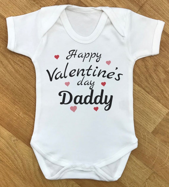 Happy Valentines Day Daddy baby bodysuit, baby gift, baby baby grow, baby body suit, baby gift, baby present, babygrow, baby - WHITE