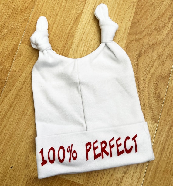 100% Perfect - Baby Hat - Newborn-3 months Baby Gift, Baby Boy, Baby Girl, Hospital bag