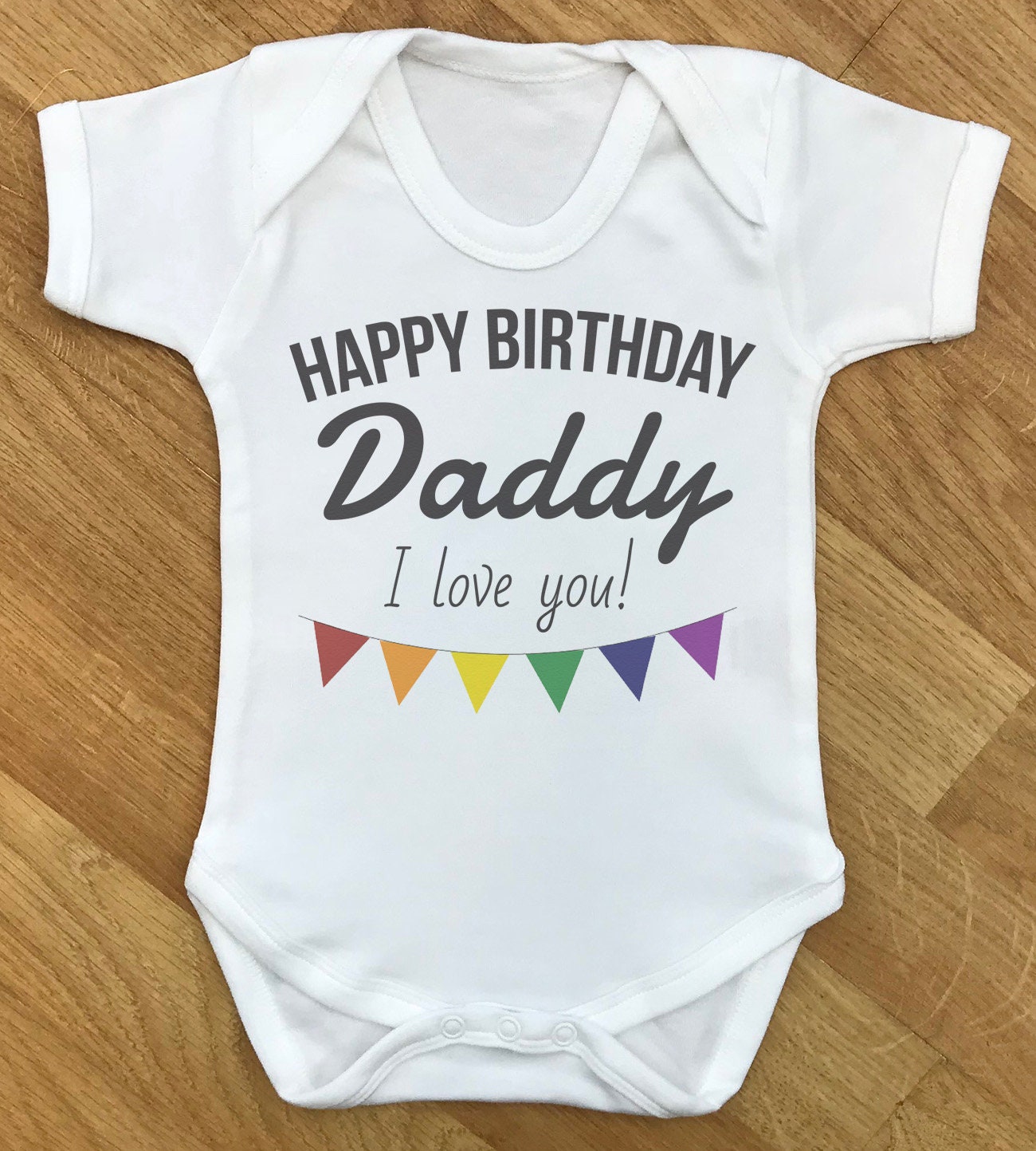 DSTNY Body Bébé Joyeux Anniversaire Papa Je t'aime + prénom à  personnsaliser Blanc 0-3 Mois : : Mode