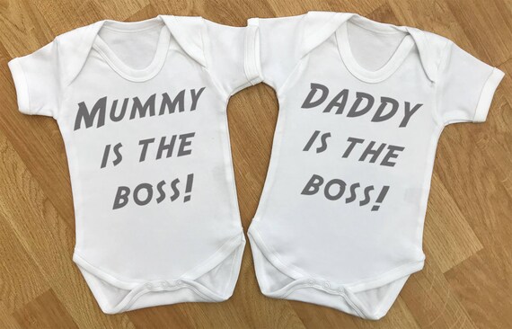 Mummy & Daddy BOSS baby twins gift set, baby twins bodysuits, baby twins vests, baby twins bodysuit, baby twins gift, gifts for twins, twins