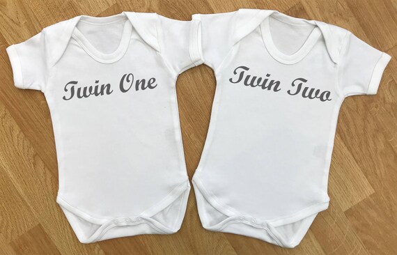 Twin One & Twin Two baby twins gift set, baby twins bodysuits, baby twins vests, baby twins grow, baby twins gift, gifts for twins, twins
