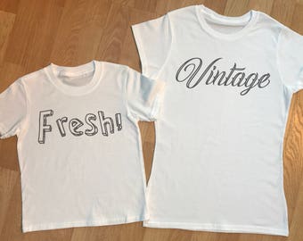 Vintage frisch passende Mama und Kinder Geschenk-Set, Mama und Sohn Tochter Kleidung, Mama Geschenk, Geschenk für Mama, Kinder-t-Shirt - weiß