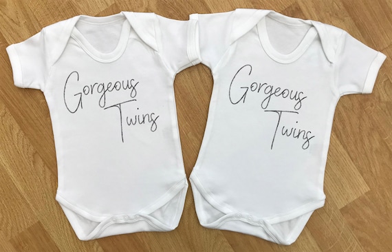 Gorgeous Twin - baby twins gift set, baby twins bodysuits, baby twins vests, baby twins bodysuit, baby twins gift, gifts for twins, twins