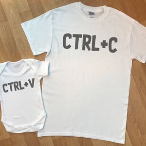 CTRL C & CTRL V matching father baby gift set, baby boy and baby girl gift, dad and baby matching shirt, dad gift, gift for daddy - WHITE