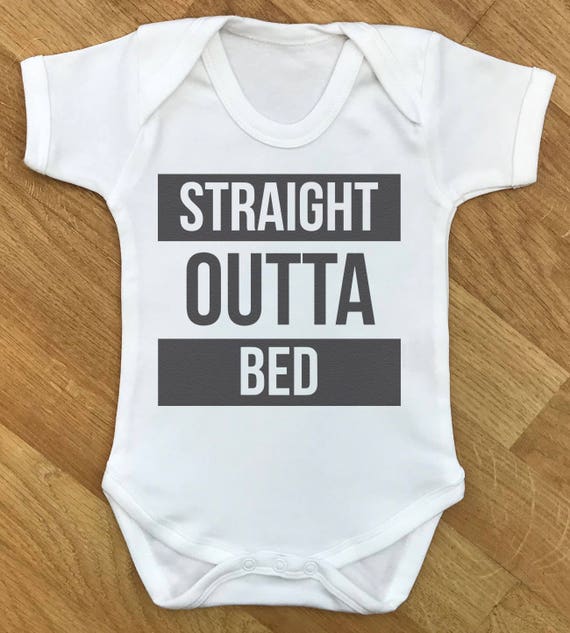 Straight Outta Bed baby bodysuit, baby gift, baby baby grow, baby body suit, baby gift, baby present, babygrow, baby - WHITE