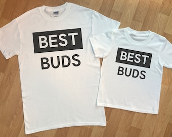 Best Buds - matching father and kids gift set, baby t shirt and dad tshirt, kids t shirt and dads t shirt, baby gift set