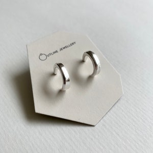 Small solid silver rustic Hoop Earrings