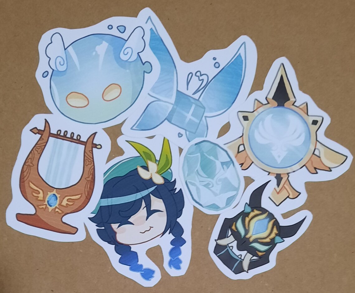 Genshin Impact anemo sticker set venti xiao vision Etsy
