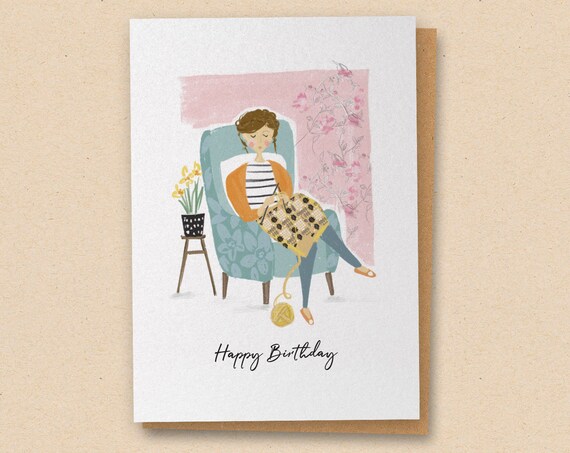 Joyeux Anniversaire Gallois Theme Tricot Lady Knitting Theme Etsy France