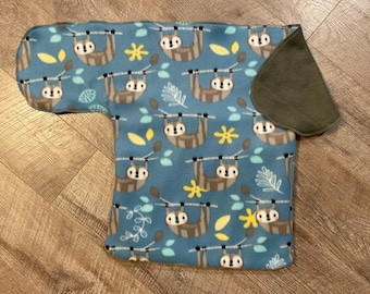 Blue Hanging Sloths- BabyRoo, the ultimate car seat and stroller blanket  - Original Size- dark Gray backing