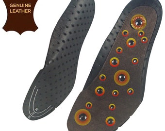 Health Magnetic Insoles Leather Acupressure Reflexology Arch Support Massaging Insoles for weight loss, relax muscles, back pain relief