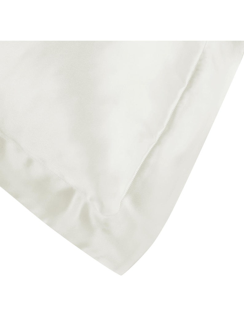 100% Pure Mulberry Silk 6A Charmeuse Silk Hypoallergenic Pillowcase White Ivory Pillow Case 1 side Silk1 side Cotton image 2