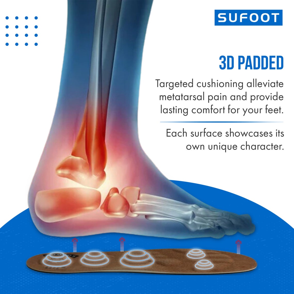 Leather Orthotic Heel Metatarsal Arch Support Ortholite Memory Foam