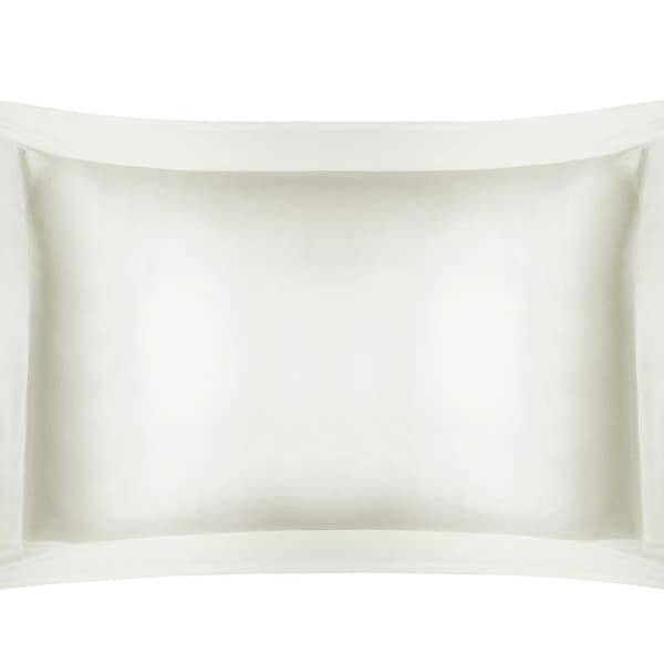 26 Momme Mulberry Silk Pillowcase: Ivory White Charmeuse, Cotton Underside