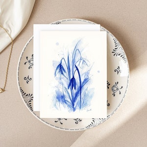Carte de souhaits / illustration de la Perce-neige / carte de souhaits / carte vierge (tx incluses)