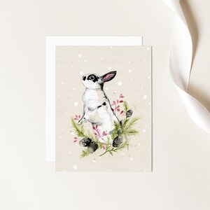 Carte de Noël / illustration de lapin / carte de souhaits / carte vierge (tx incluses)