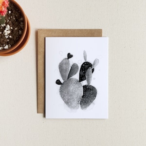 Carte de souhaits / illustration Cactus oreilles de lapin / illustration plante d'intérieur / carte vierge / encre de chine (tx incluses)