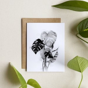 Carte de souhaits / illustration de Monstera / illustration plante d'intérieur / carte vierge / encre de chine (tx incluses)