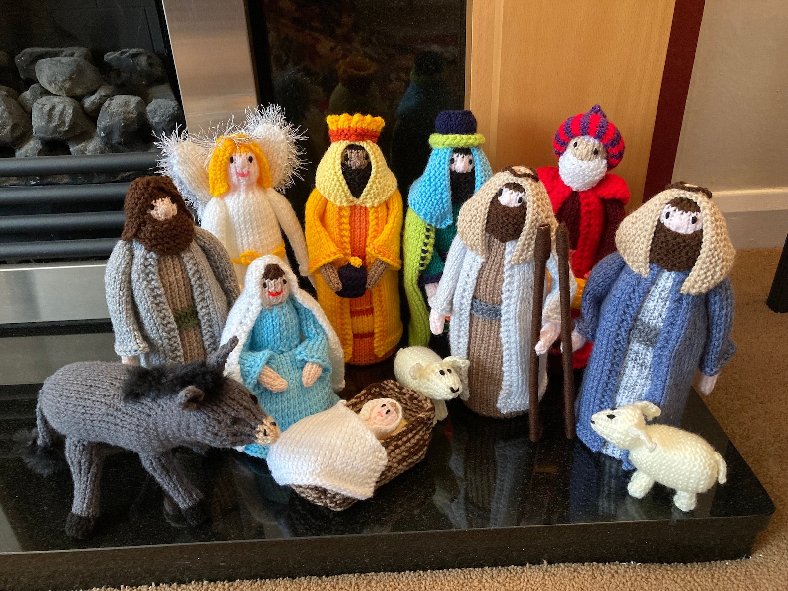 Hand knitted nativity set to include donkey and angel Etsy
