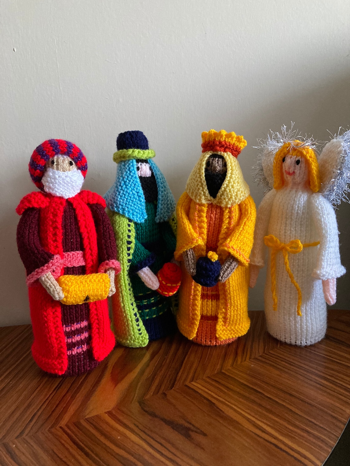 Hand knitted nativity set to include donkey and angel Etsy