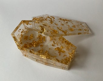 Custom Small Resin Coffin Jewelry or Trinket Container or Dish with Lid - Please see Item Description