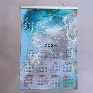 2025 Calendar Tea Towel, Tea towel Abstract illustration, Eco friendly home office décor, ready to ship, Gift for him