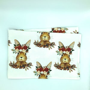 Tea towel Bunny illustration, Eco friendly home decor, Linen tea towel, Gift for mom
