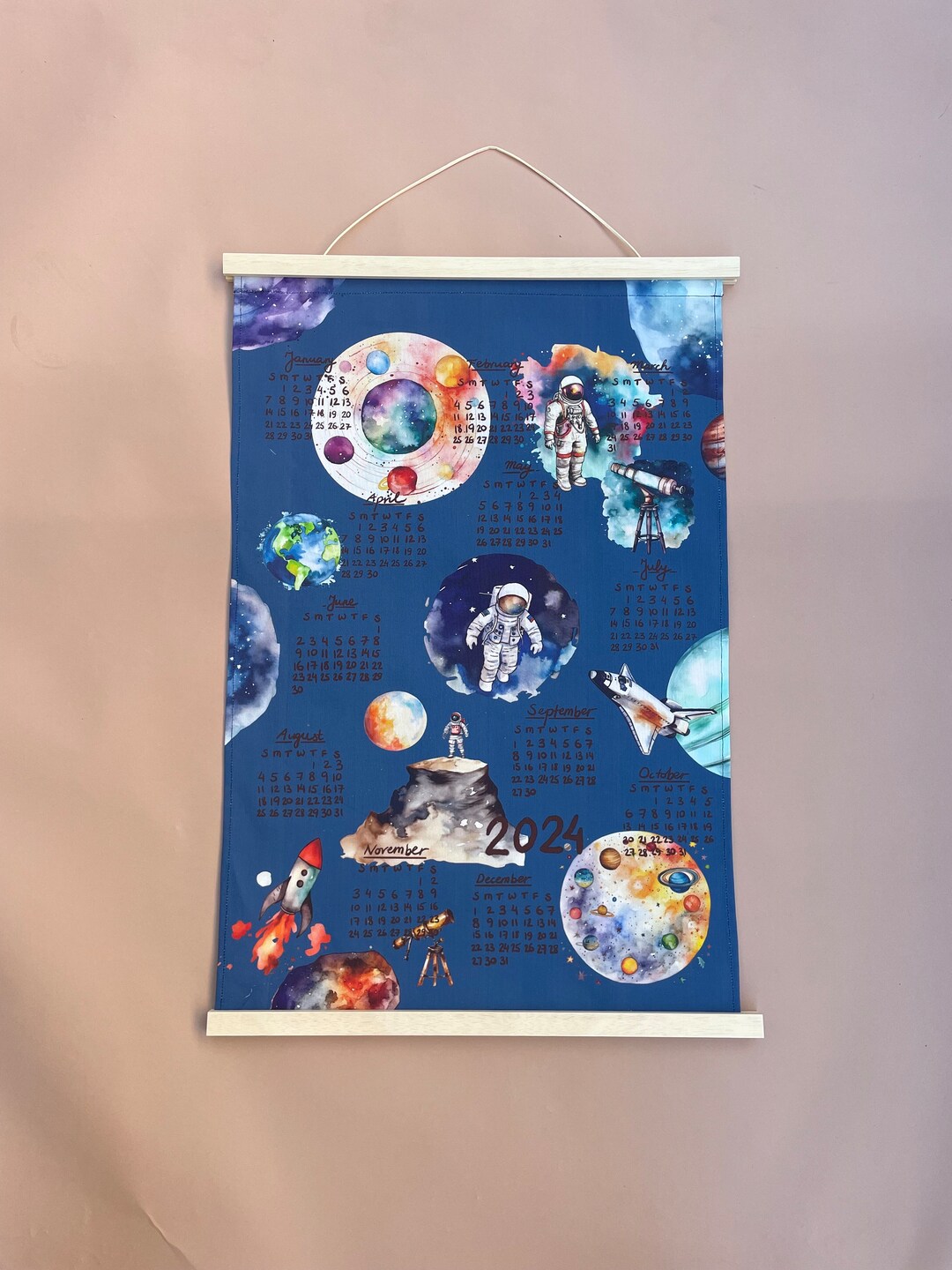 2025 Calendar Tea Towel Tea Towel Spaceillustration Eco Etsy