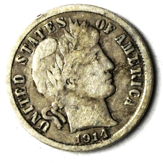 1914 D 10c Barber Silver Dime Rare Ten Cents Denv… - image 1