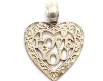 Sterling I Love You Cut Out Small Heart Pendant 22mm x 18mm CAL