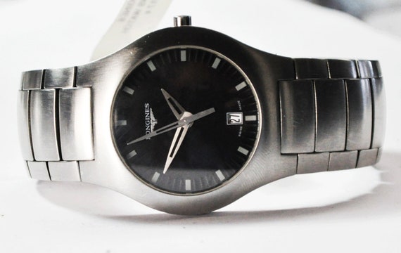 Vintage Longines Opposition Black Dial L3 617 4 Swiss Quartz 35mm Stainless Etsy Canada