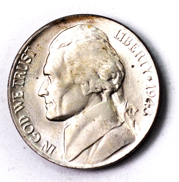 1943 P 5c Jefferson Nickel Five Cents Silver War N