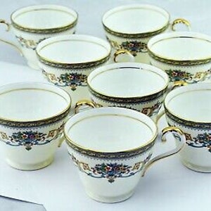 Set of 8 Henley by Aynsley Porcelain Tea Cups