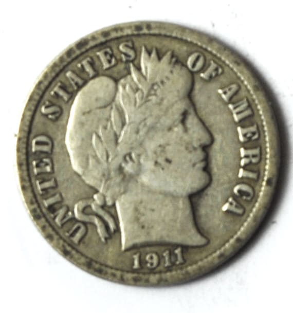 1911 D 10c Barber Silver Ten Cents Dime US Denver