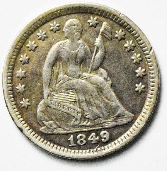 1849 H10c Seated Liberty Silver Half Dime Philadel