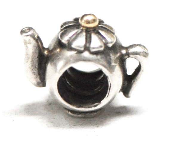 Pandora Sterling Silver and 14k Teapot Tea Pot Be… - image 1