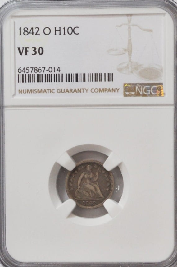 1842 O H10c Seated Liberty Silver Half Dime New O… - image 1