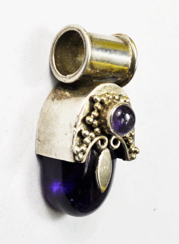 Antique Sterling Silver Purple Amethyst Ornate Sl… - image 3