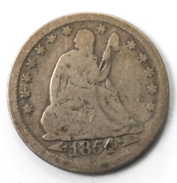 1854 25c Seated Liberty Silver Quarter Dollar Twen