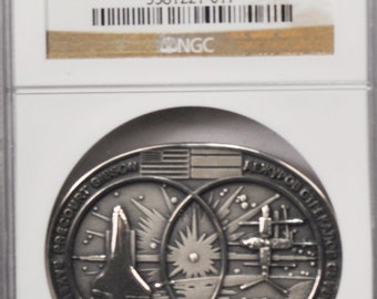 1995 STS 71 Robbins Space Silver Medal Unflown 138 NGC MS65 Atlantis Mir