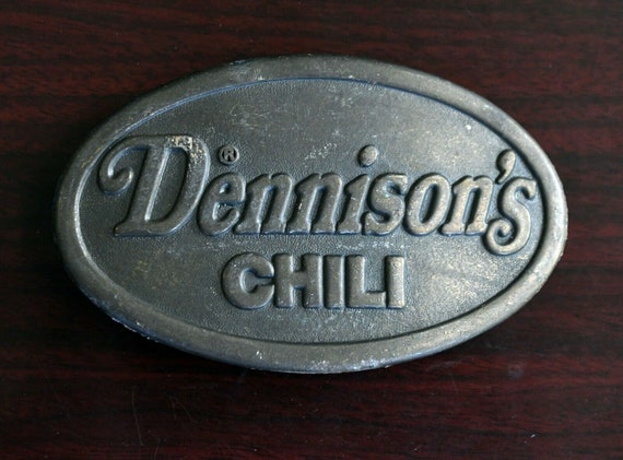 1970s Dennisons Chili Brass Belt Buckle 3 1/2" x … - image 1