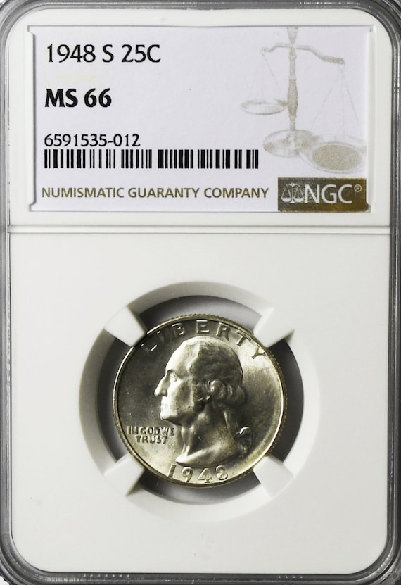 1948 S 25c Washington Silver Quarter Dollar NGC M… - image 1