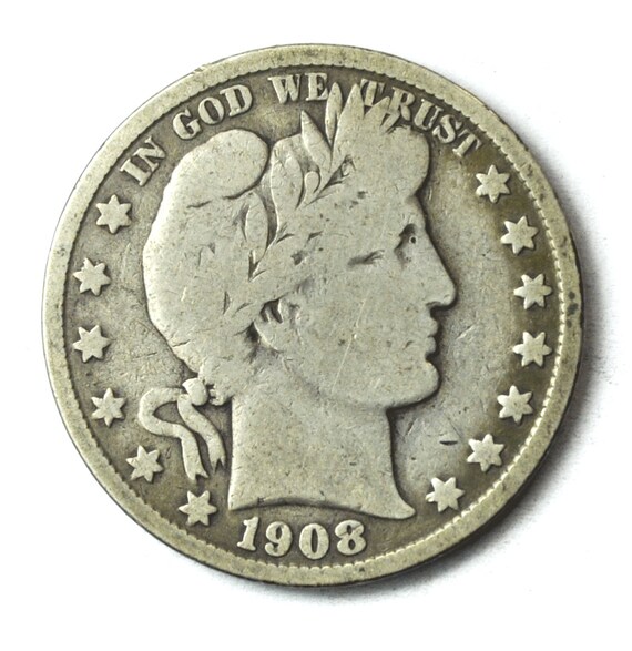 1908 S 50c Barber Silver Half Dollar Fifty Cents U